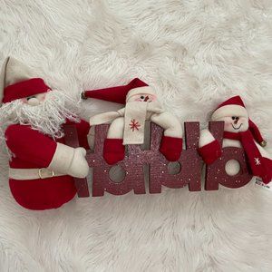 Christmas Holiday Decor Ho Ho Ho jingle bell Santa Snowmen